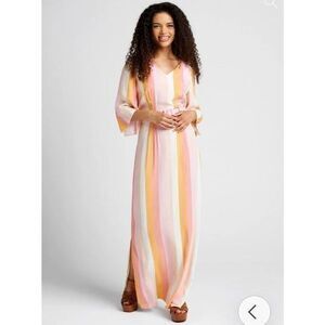 ModCloth Collectif Stripe Sorbet Soiree Maxi Dress Pink Multicolor Resortwear 8